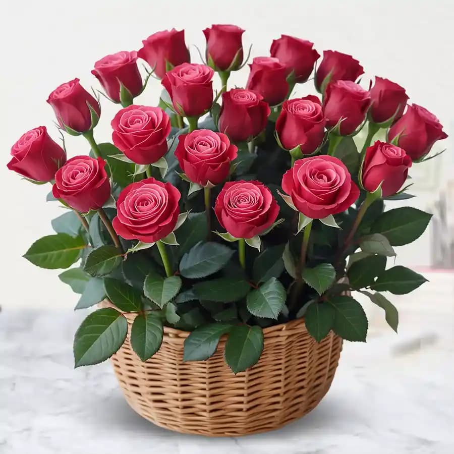 Rosy Romance Floral Basket