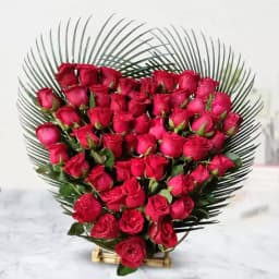 Breathtaking Red Roses in Heart Shaped Array 1