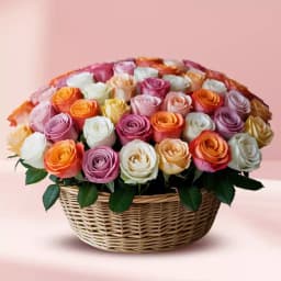 Festive Colors Roses Basket 1