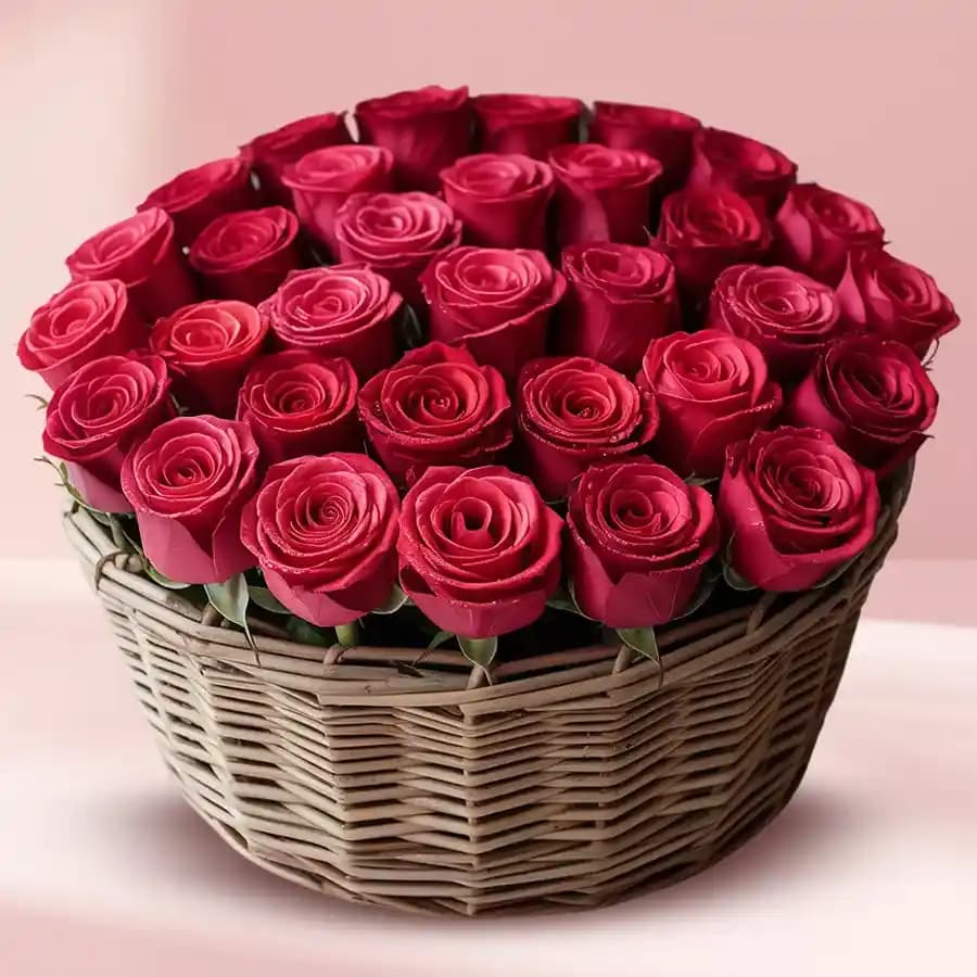 Compact Posy of 30 Red Roses