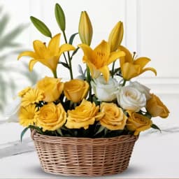 Sunshine Delight Rose Basket 1