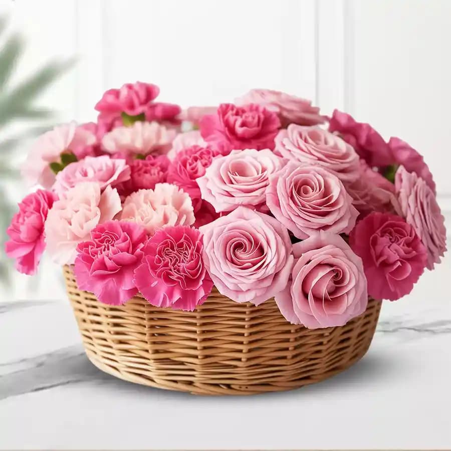 Radiant Pink Blossom Basket