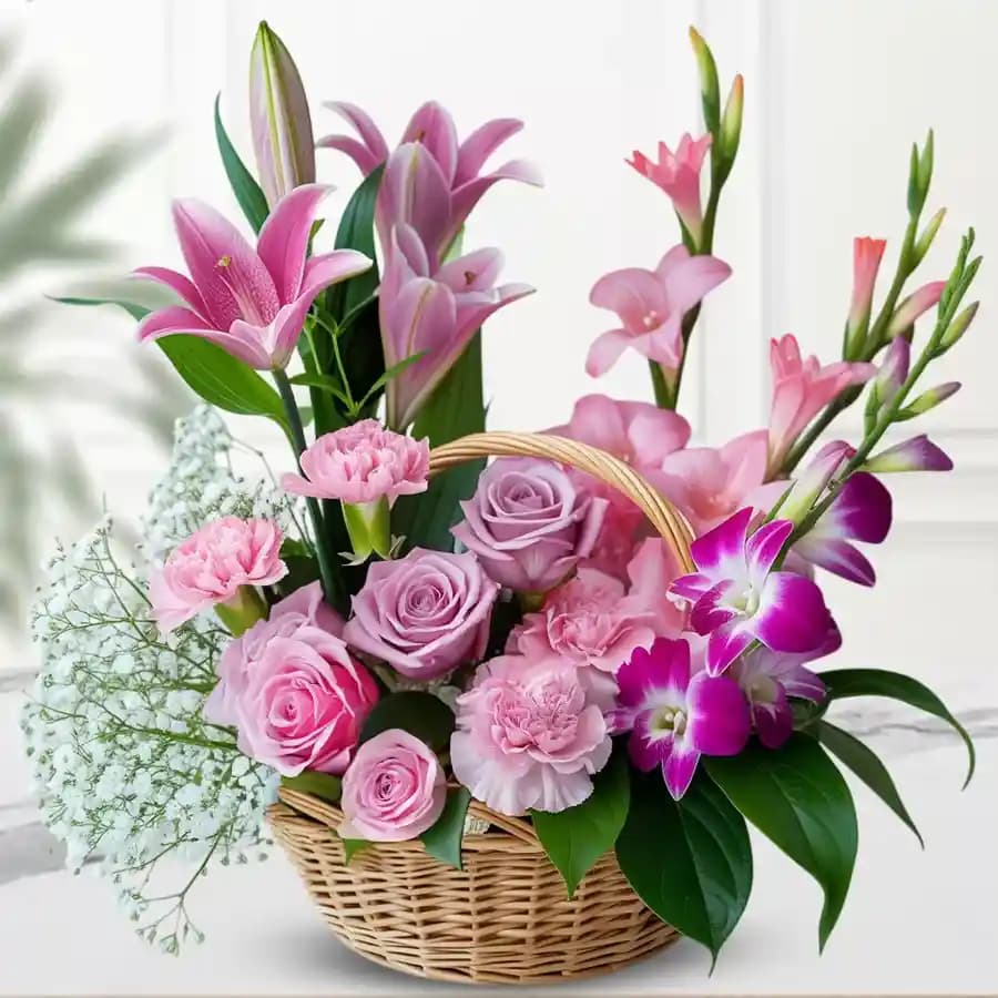 Blushing Beauty Floral Basket