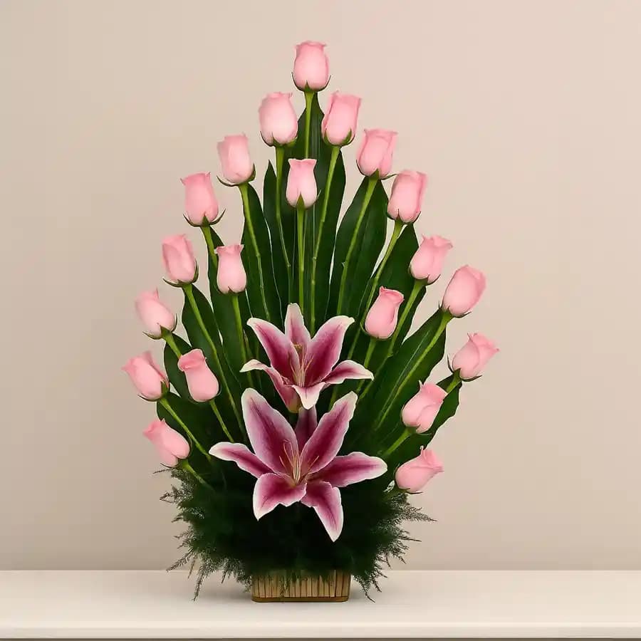 Blissful Pink Petal Delight Basket