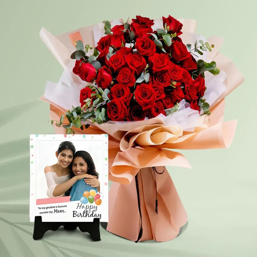 Elegant Blooms with Personalized Image Tile