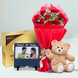 Cherished Memories Gift Set with Roses and Teddy 1