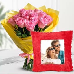 Radiant Pink Rose Delight with Custom Pillow 1