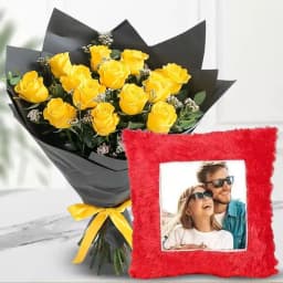 Custom Floral Cushion with Yellow Roses 1