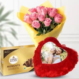 Custom Floral Cushion with Chocolates 1