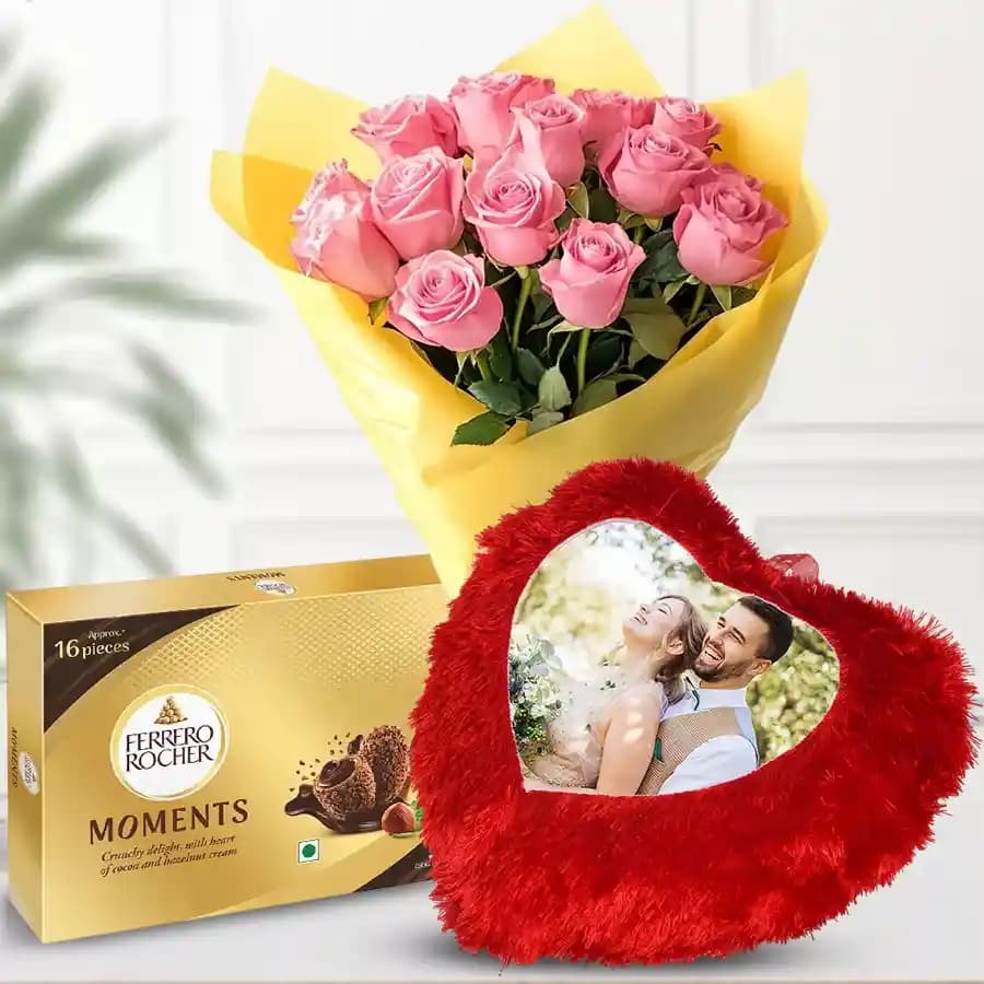 Custom Floral Cushion with Chocolates