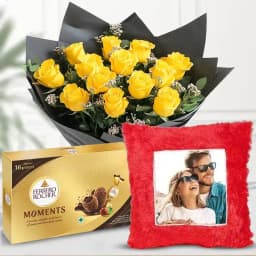 Customizable Floral Cushion with Golden Roses 1