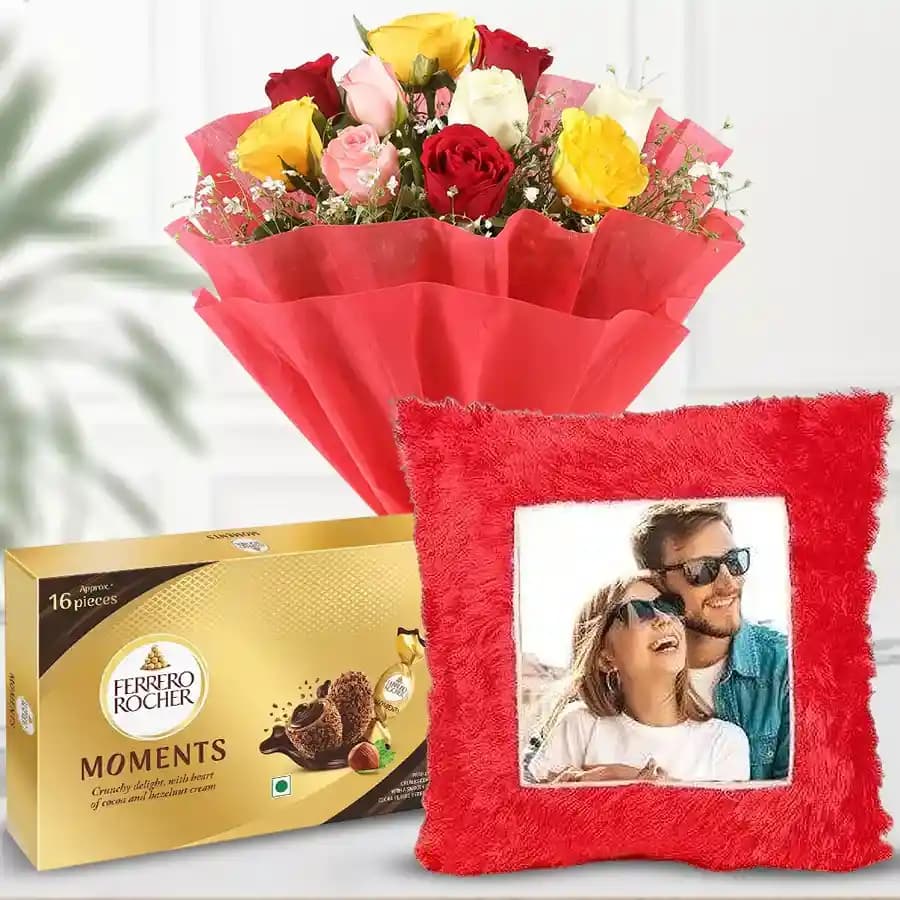 Personalized Floral Cushion & Chocolate Delight