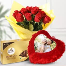 Heartfelt Personalized Cushion and Floral Delight 1