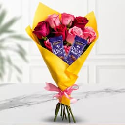 Stunning Mixed Roses with Cadbury Chocolates Posy 1