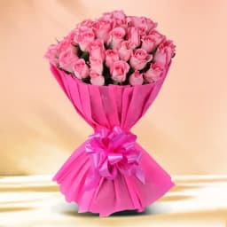 Captivating Bouquet of Pink Roses with Tissue Wrap 1