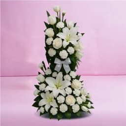 Artistic Tall Arrangement of White Flowers 1