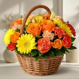 Eye Catching Mixed Flowers Basket 1