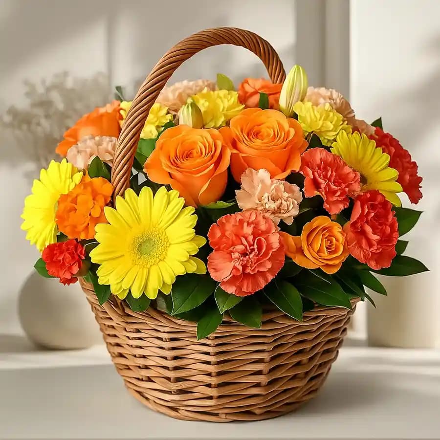 Eye Catching Mixed Flowers Basket