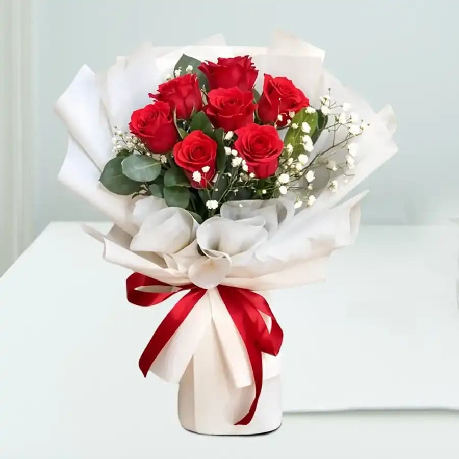 Exotic Roses Tissue Wrapped Bouquet