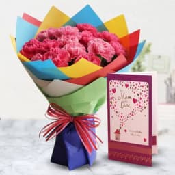 Charismatic Pink Carnation Bouquet n Card 1