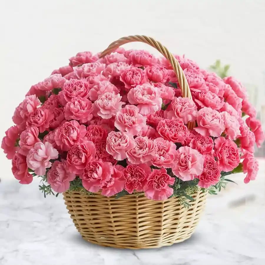 Admirable Pink Carnation Basket