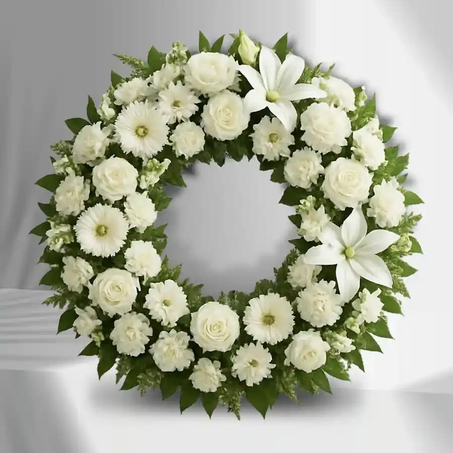 Peaceful White Funeral Wreath