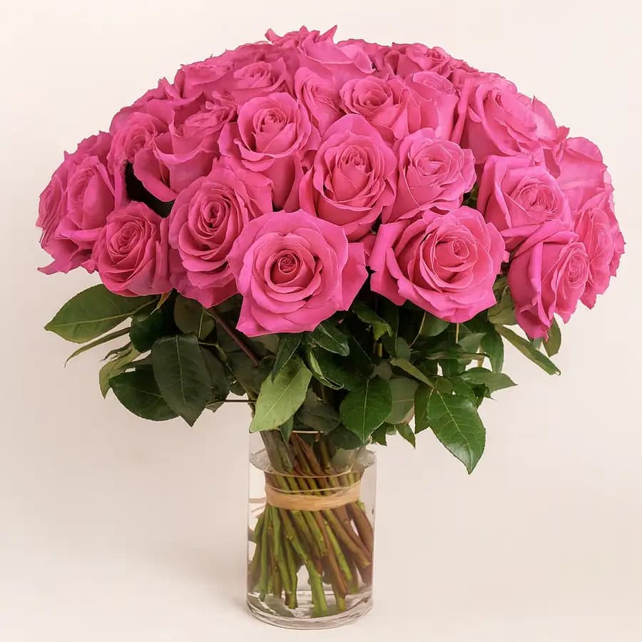 Graceful 50 Pink Roses Vase Arrangement