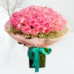 Ravishing 100 Pink Roses Arrangement 1