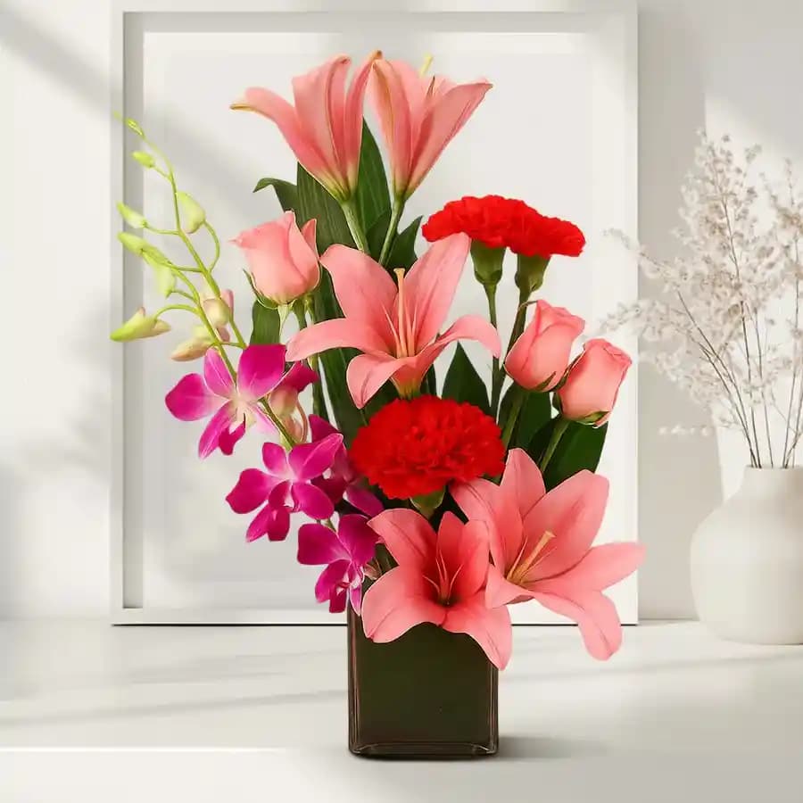 Radiant Mixed Flowers Vase Arrangement