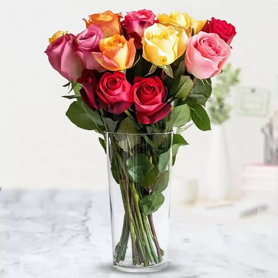 Lovely Mixed Roses in Vase