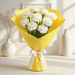 Mesmerizing White Carnations Bunch 1