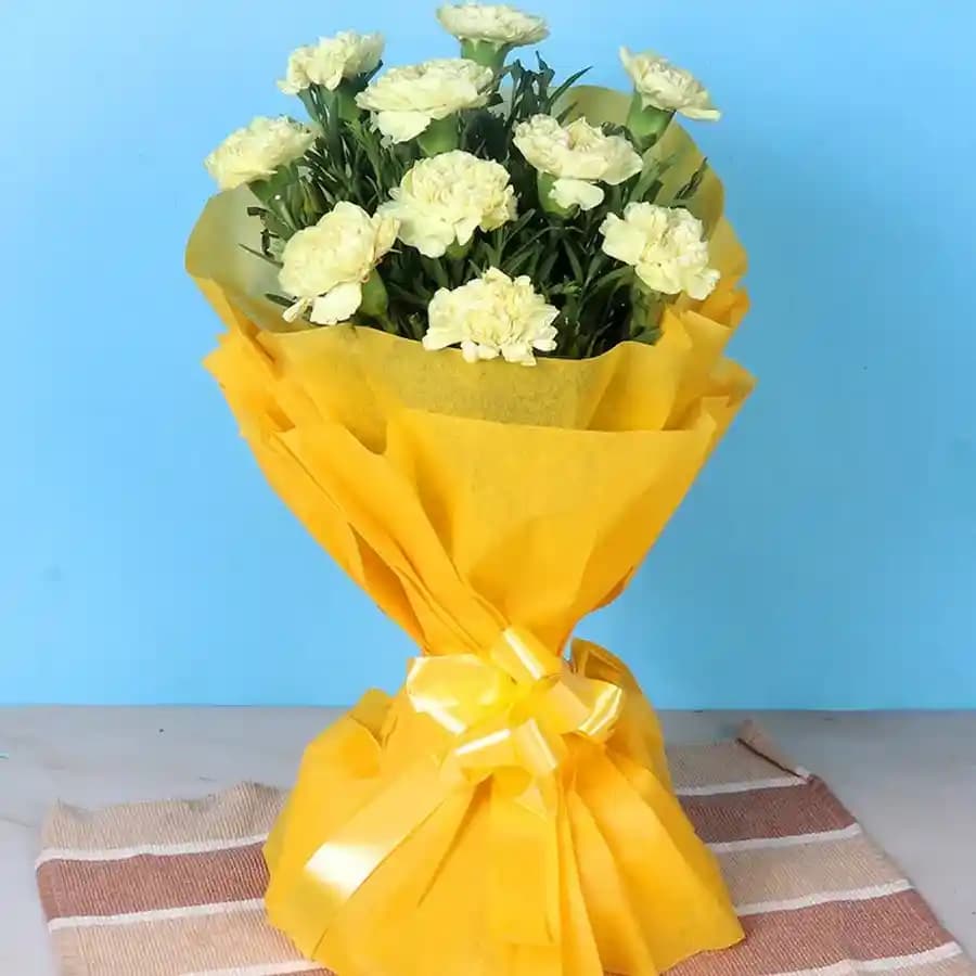 Dazzling Bouquet of Yellow Carnations