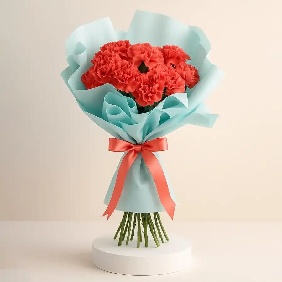 Attractive Red Color Carnations Bouquet