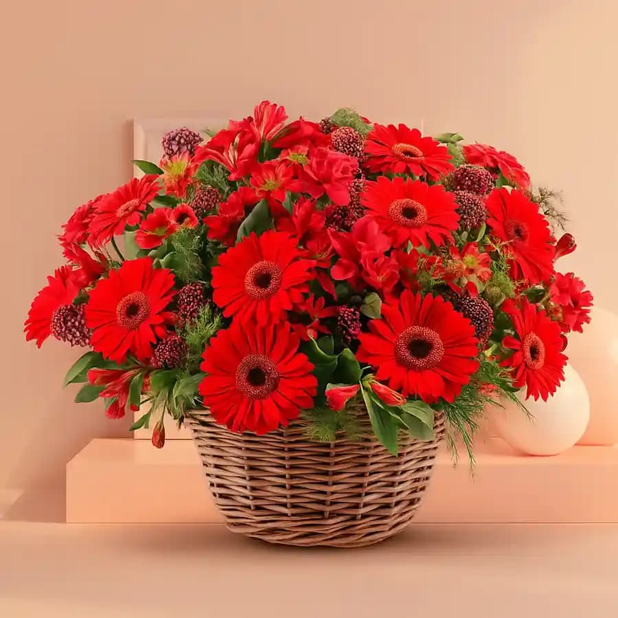 Attractive Red Gerberas Arrangement
