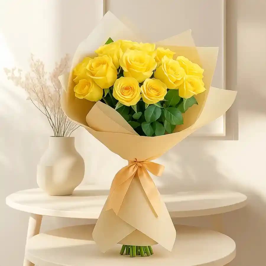 Delightful Yellow Roses Bunch