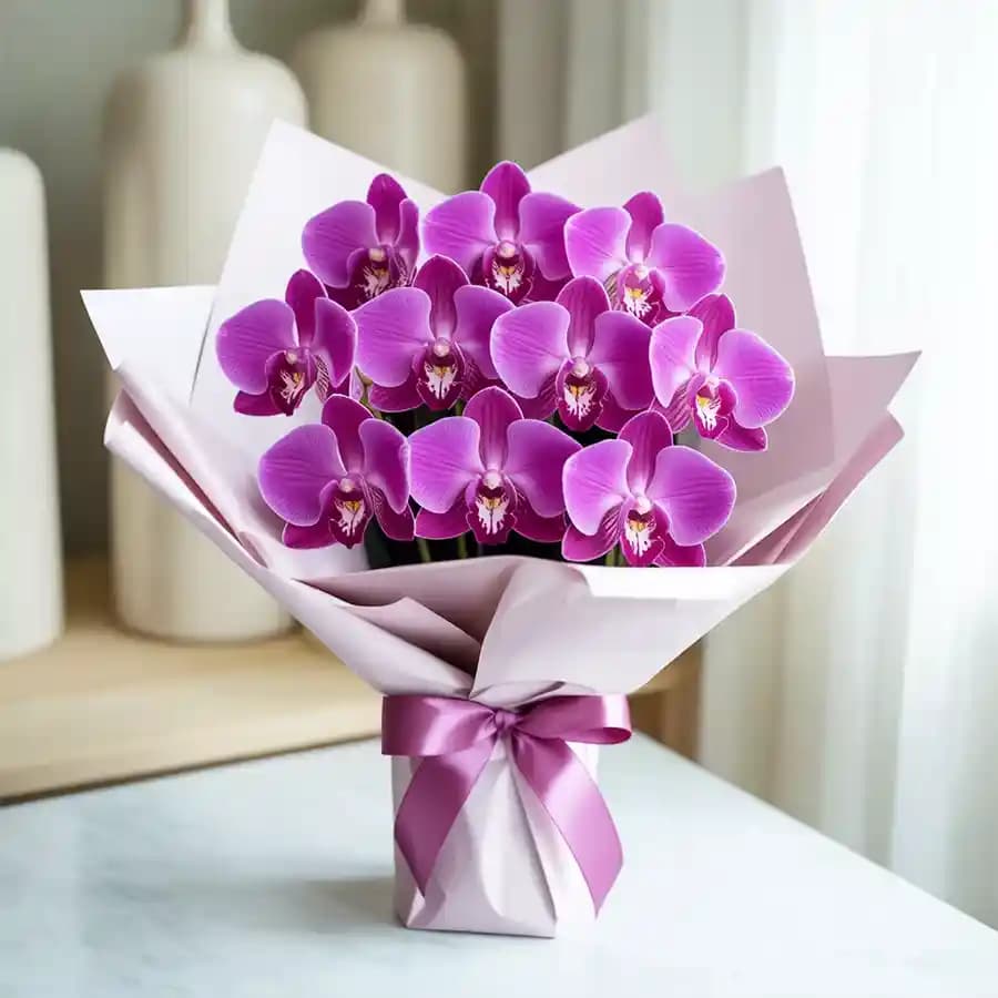 Dazzling Purple Orchid Stems Bunch