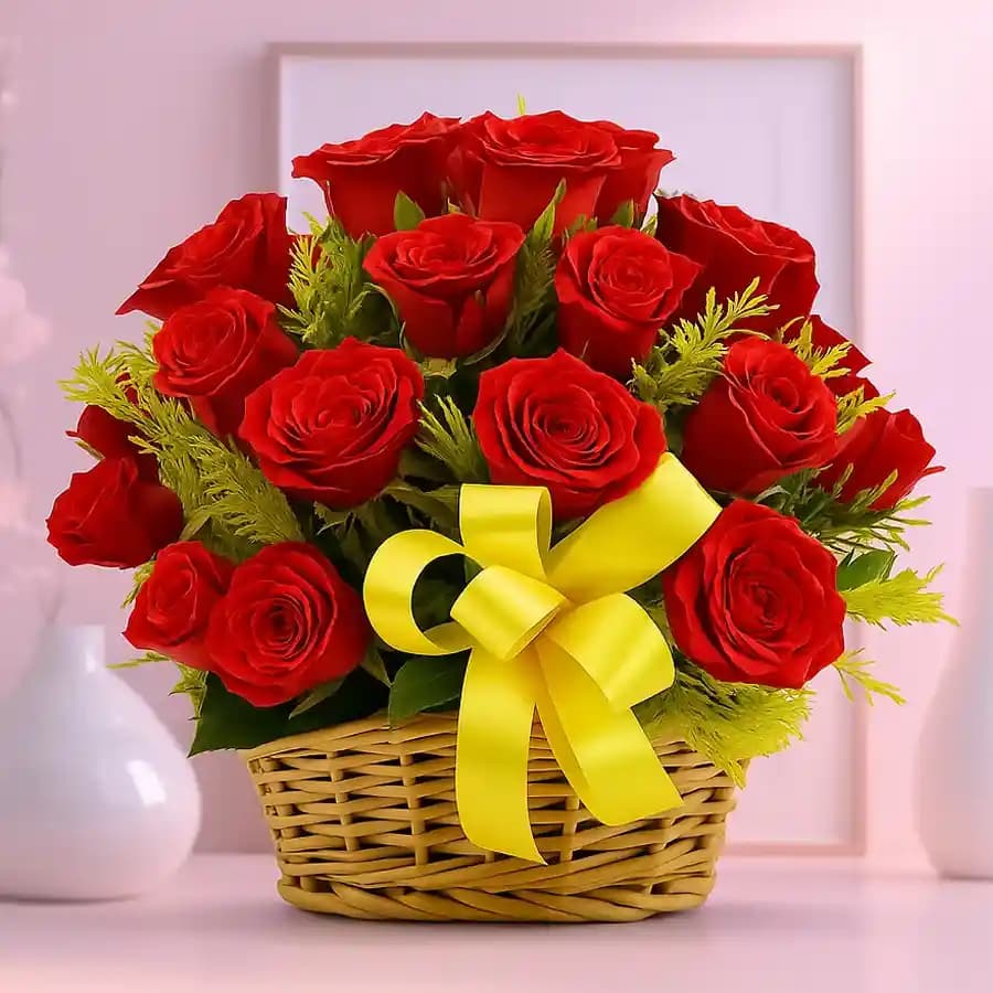 Impressive Basket of Red Roses