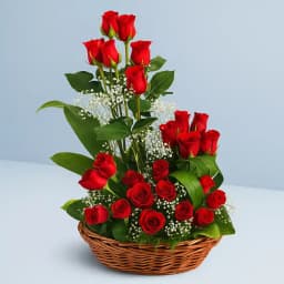 Wonderful Basket Arrangement of Dutch Roses 1