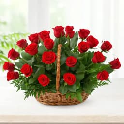 Beautiful Red Roses Basket 1