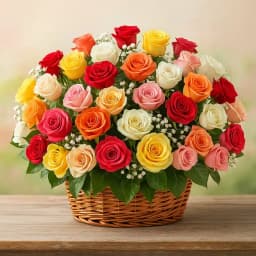 Beautiful Basket Arrangement of Roses 1