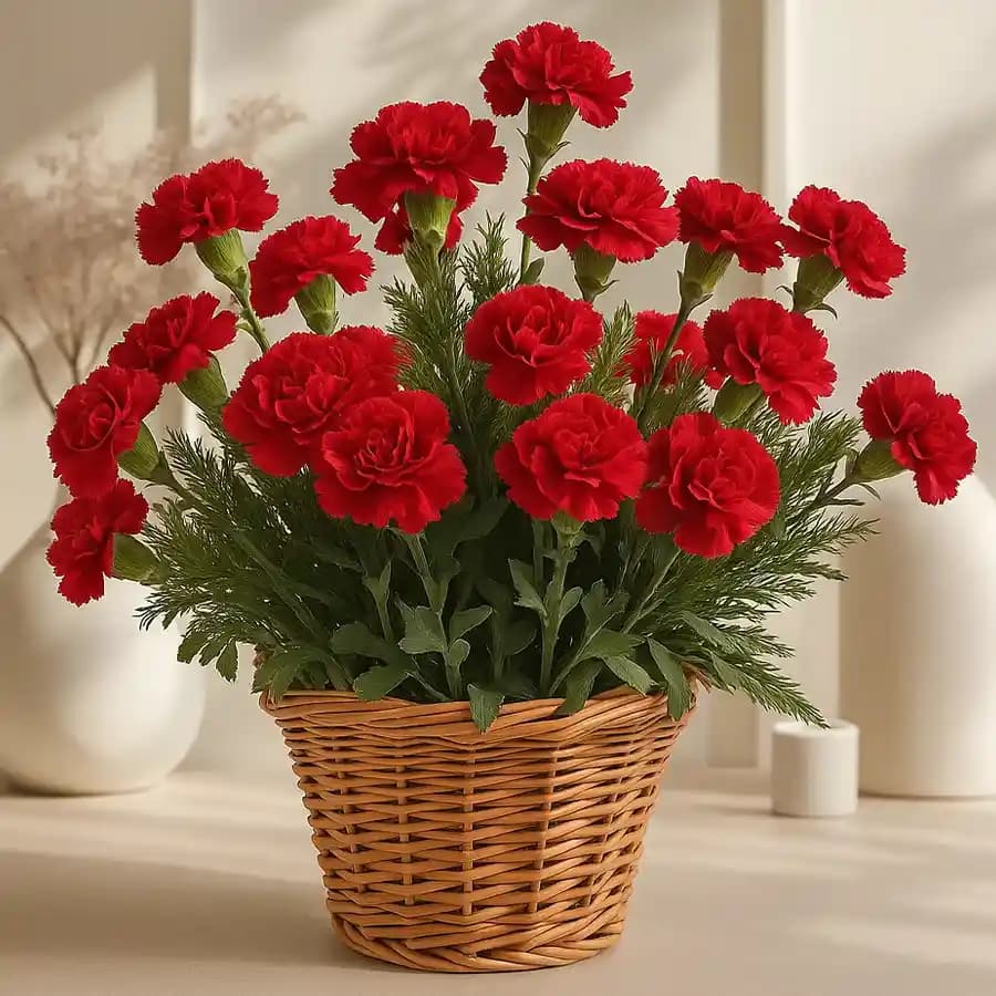 Eye Catching Arrangement of Red Carnations