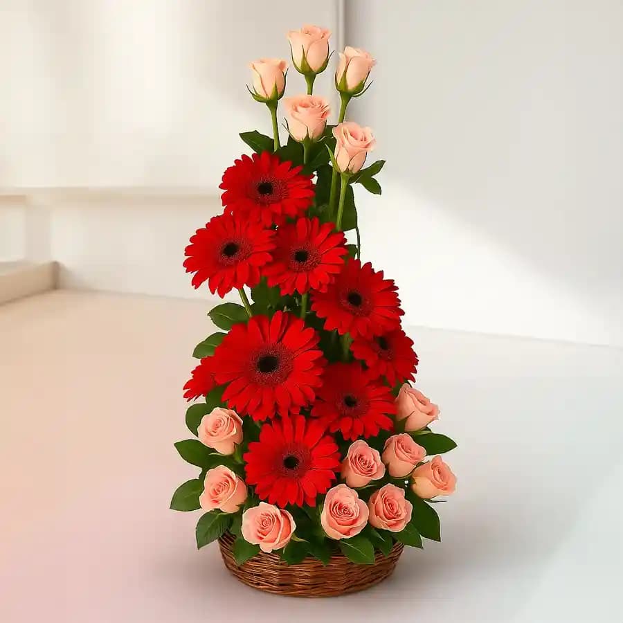 Lovely Gerberas and Roses Arrangement