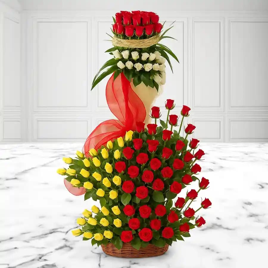 Breathtaking Beauty of Red Yellow White Roses