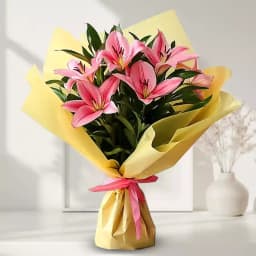 Elegant Pink Lily Celebration Bouquet 1