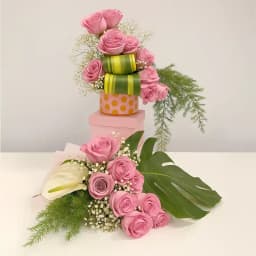 Elegant Two-Tier Pink Rose Symphony 1