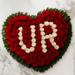 Alphabet Series 100 Red Roses Heart Arrangement 1