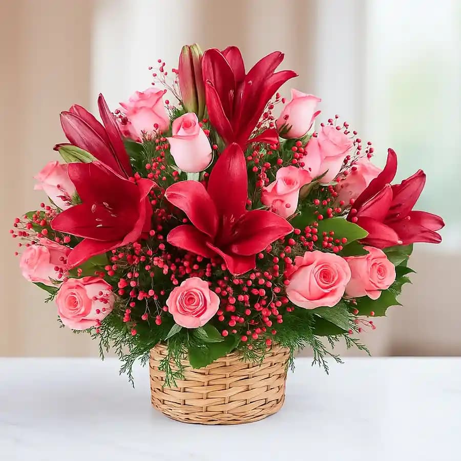 Wonderful Lilies N Roses Arrangement