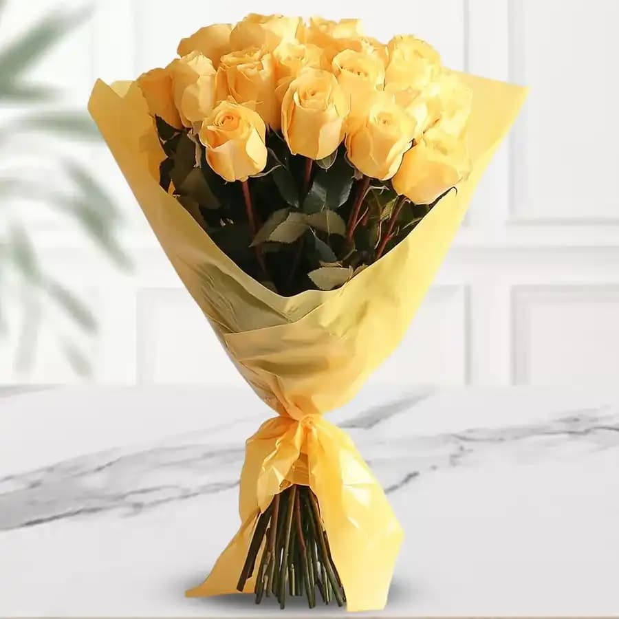 Wonderful Bouquet of 25 Yellow Roses
