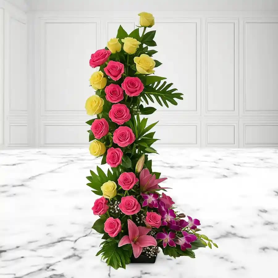Captivating Standing Arrangement of Assorted Flowers