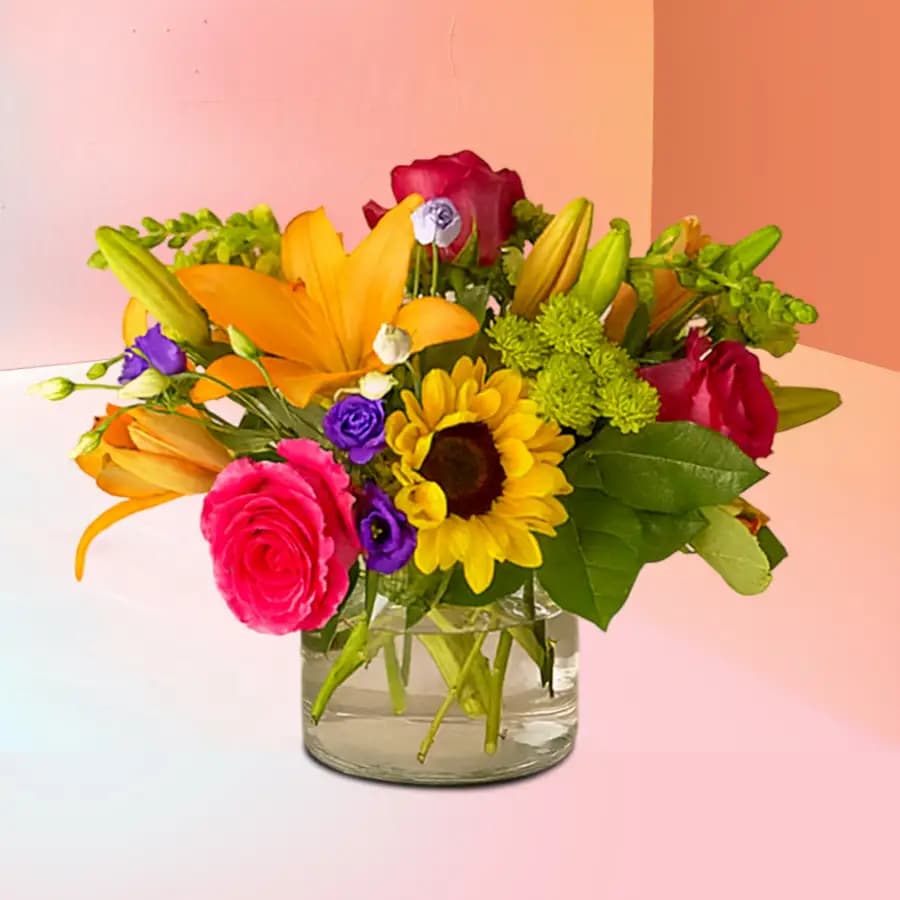 Fantastic Mix Floral Wishes in a Glass Vase